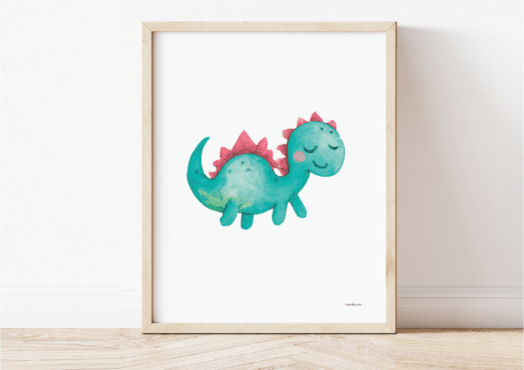free printable kids wall art dinosaur