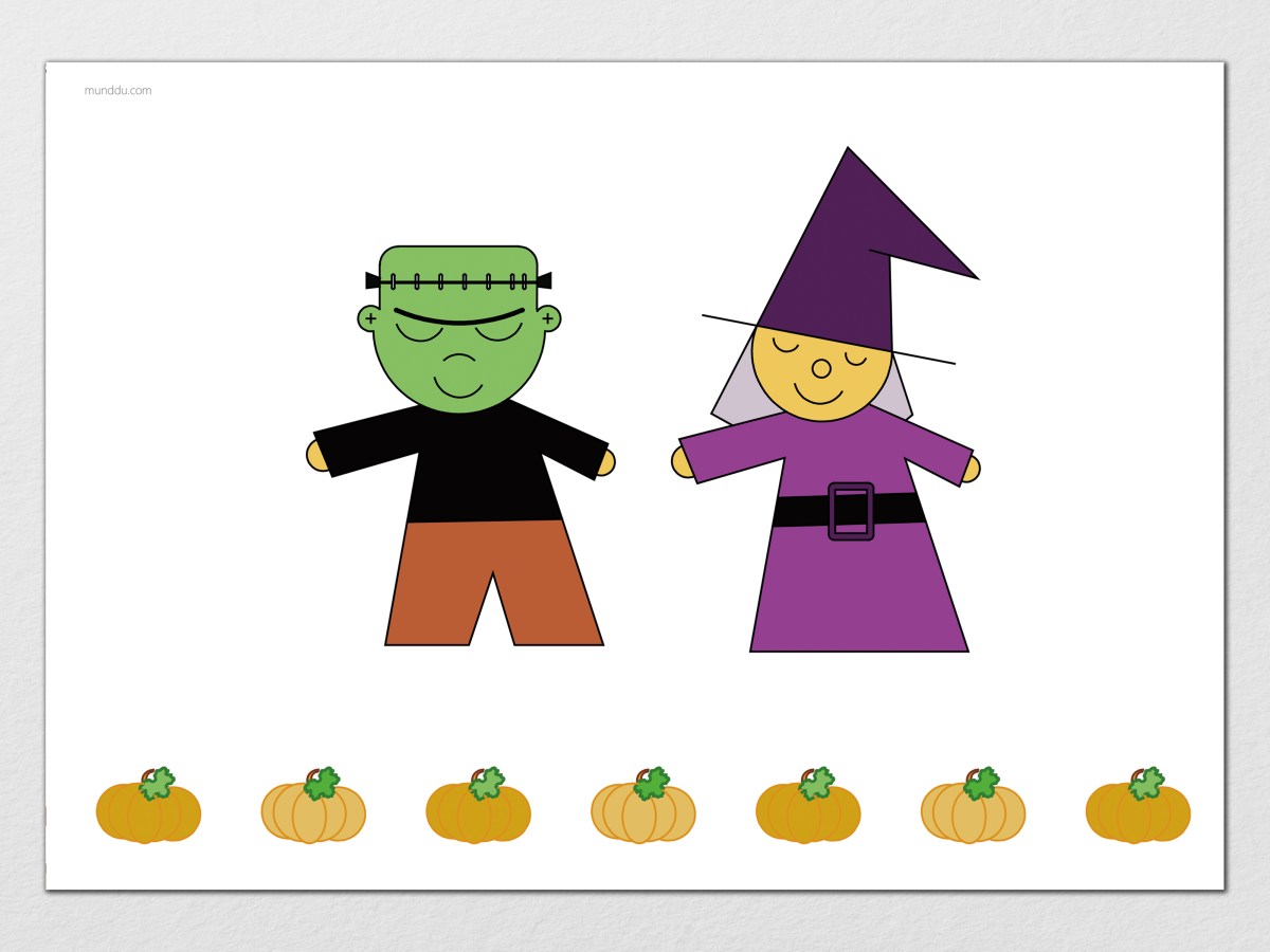 HALLOWEEN FRANKENSTEIN AND WITCH PLACEMAT&nbsp;(PL021)
