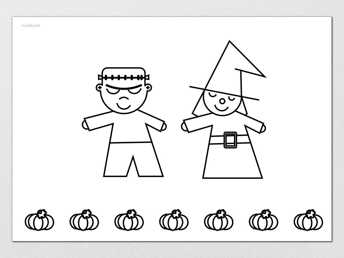 HALLOWEEN FRANKENSTEIN AND WITCH COLORING PLACEMAT&nbsp;(PL024)